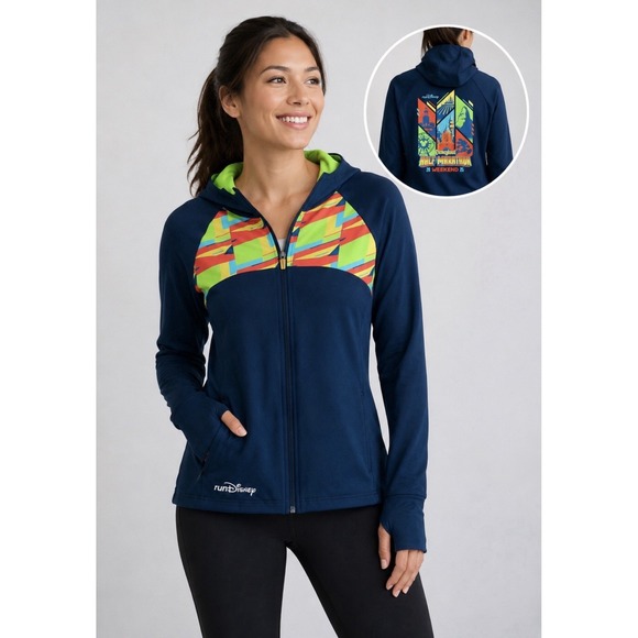 Disney Jackets & Blazers - NEW! Disney Rundisney Half Marathon Weekend 2025 Hooded Zip Jacket Blue S, M, L